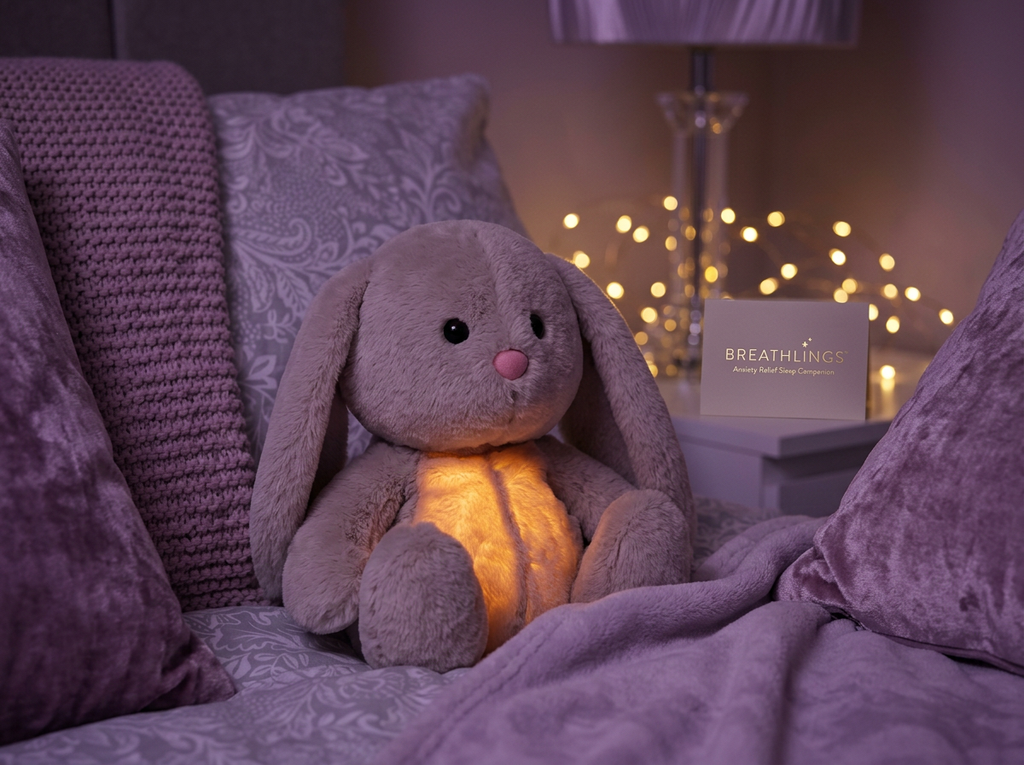 Breathlings™ Luna the Grey Bunny — Breathing Plush for Anxiety