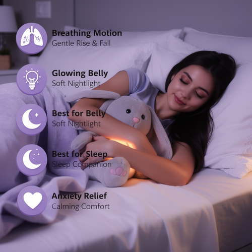 Breathlings™ Luna the Grey Bunny — Breathing Plush for Anxiety